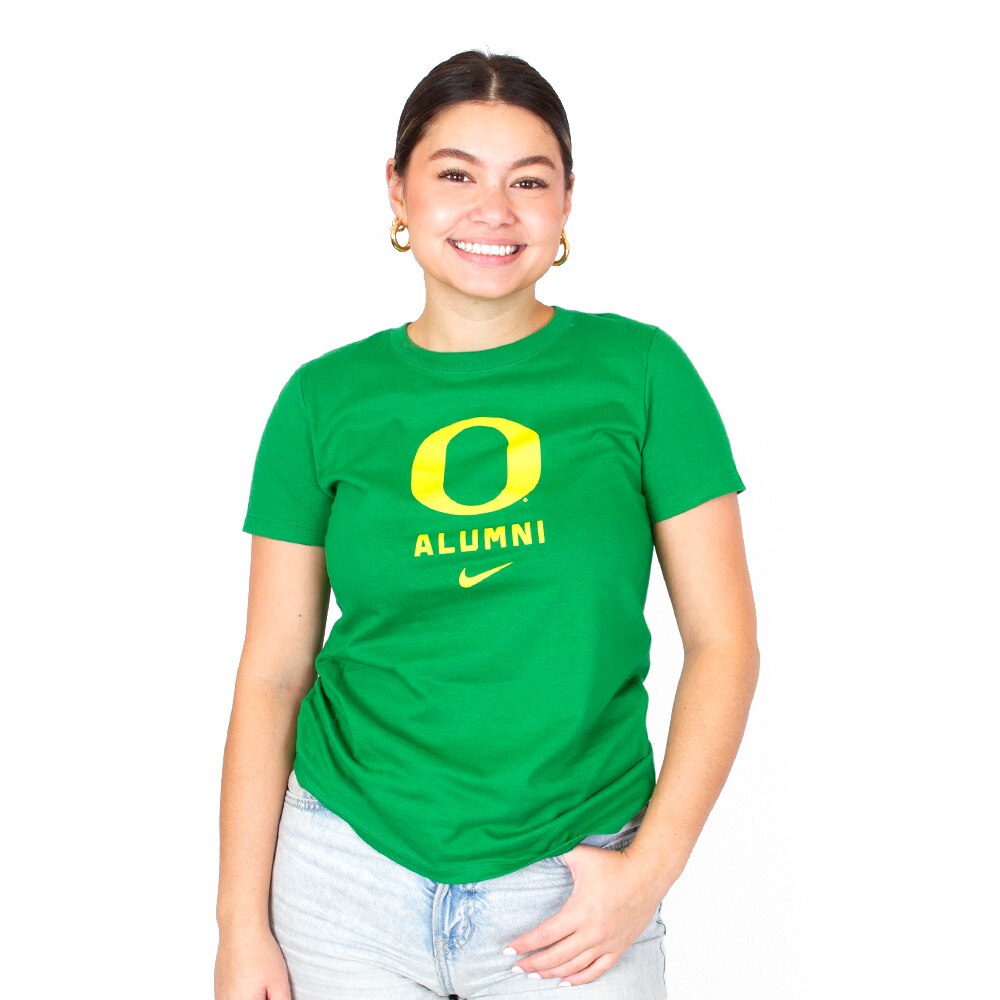 Classic Oregon O, Nike, Green, Crew Neck, Cotton, Women, Alumni, T-Shirt, 927950